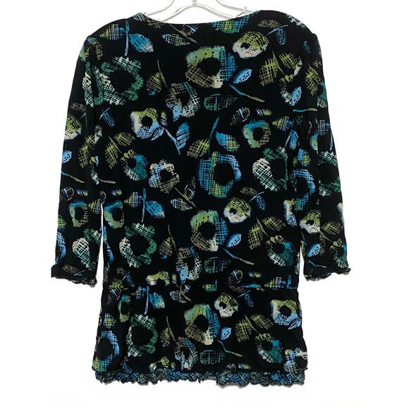 Style & Co Blouse Top Womens S Whimsigoth Dark Forest Fairy Artsy Boho Ruffles - Picture 3 of 8